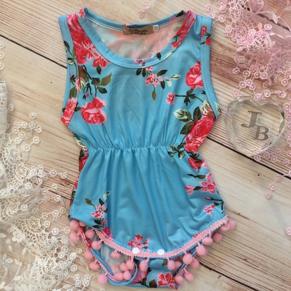 Other - Baby Girl Floral Pom Pom Romper